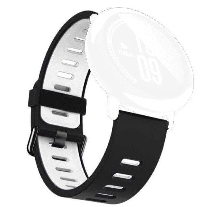 Curea din silicon compatibila cu Amazfit GTR 4, Telescoape QR, 22mm, Black Frost