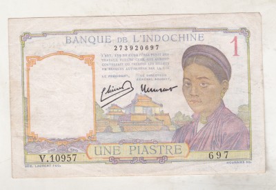 bnk bn Indochina franceza 1 piastru 1949 foto