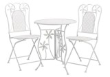 Set mobilier gradina masa, 2 scaune fier alb 60 x 70 cm, 39 x 39 x 92 cm