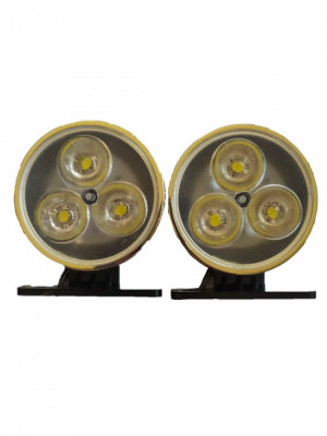 Lumini de zi, DRL, daylights, proiectoare cu led, 3 led, culoare argintie, set 2 foto