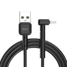Cablu Date si Incarcare USB la USB Type-C Golf GC-69t, 3A, Forma L, 1m, Negru