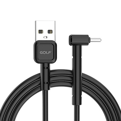 Cablu Date si Incarcare USB la USB Type-C Golf GC-69t, 3A, Forma L, 1m, Negru foto