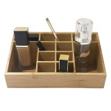Organizator Cosmetice, Bambus, 12 Compartimente, Dimensiuni 24.5x13x9.5cm, Culoare Maro, Oem