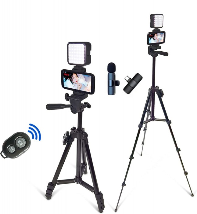 Kit Vlogging pentru Filmari Youtube, TikTok, compatibil cu Aparat Foto, Smartphone