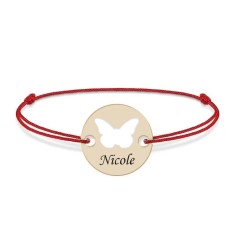 Lolo - Bratara personalizata snur si banut cu fluturas din Aur 14 karate - 0,35 grame,12 mm