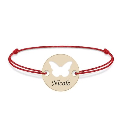 Lolo - Bratara personalizata snur si banut cu fluturas din Aur 14 karate - 0,35 grame,12 mm foto