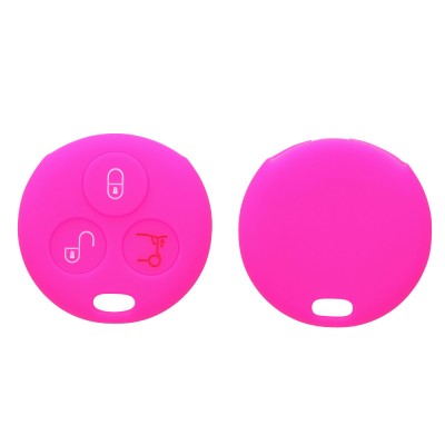 Husa Cheie Auto pentru Smart - 3 Butoane, Silicon, Roz, 44157.08 foto