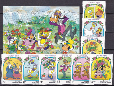 Grenada Grenadines 1984 Disney Pasti MI 590-598 + bl. 79 MNH foto