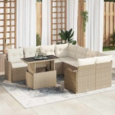 vidaXL Set de canapele pentru grădină 9 pcs Bej 100 x 55 x 73 cm 3357174