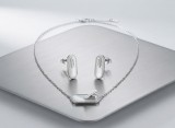 Cumpara ieftin Set din Argint 925 , zMinimalist Elipse, , Colier E i Cercei cu Insertie Sidef E i Accent Geometric, 5.26g