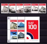 Cumpara ieftin ✅(S17)Gibraltar 2018 ,&quot;100 de ani R.A.F.&quot;,serie+colita 132 ,nominal &pound; 12.50, MNH, Nestampilat