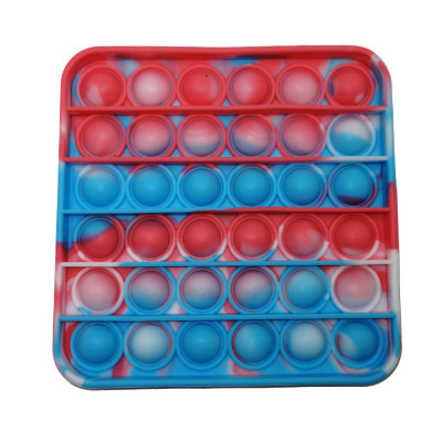 Jucarie antistres, Pop it, silicon, patrat, 12.5 cm, albastru-rosu foto