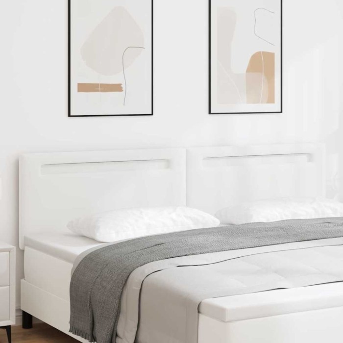 vidaXL Tăblie de pat design simplu alb pur 200 cm piele ecologică
