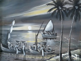 Tablou canvas Africa, arta mozambicana, pictura4, 60 x 40 cm