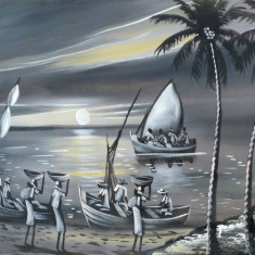 Tablou canvas Africa, arta mozambicana, pictura4, 90 x 60 cm
