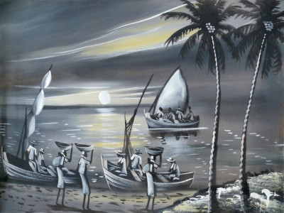Tablou canvas Africa, arta mozambicana, pictura4, 60 x 40 cm foto