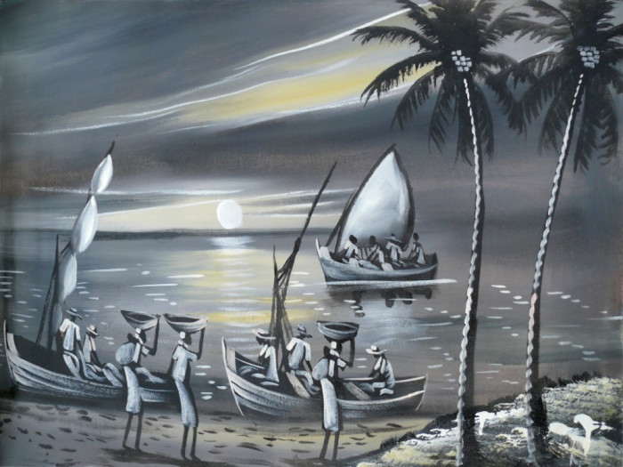 Tablou canvas Africa, arta mozambicana, pictura4, 90 x 60 cm