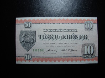 FEROE 10 KRONUR 1949 XF + foto