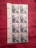 Serie 1 valoare SUA 1966 in bloc de 8 valori margine coala - Lloyd Wright arhitect