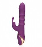 Vibrator Iepuras 3 Up-and-Down Moving Rings, 13 Moduri Vibratii, Silicon, USB, Violet, 24 cm
