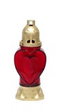 Candela funerara Heart din sticla rosie, 28 ore, 25,5 cm