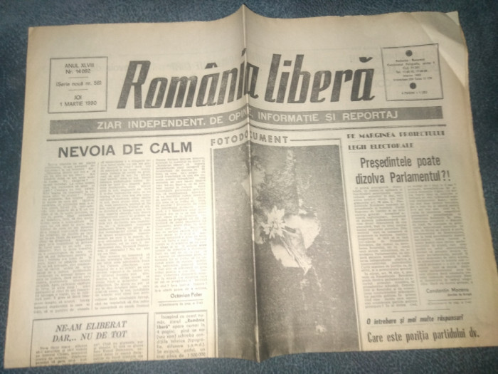 ZIARUL ROMANIA LIBERA 1 MARTIE 1990