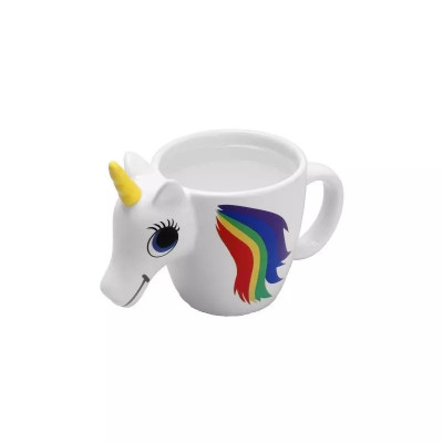 Cana termosensibila 3D, model unicorn, 300 ml, Gonga&amp;reg; Alb foto