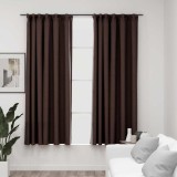 VidaXL Draperii opace aspect in, c&acirc;rlige, 2 buc. gri taupe, 140x175 cm