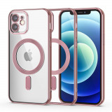 Husa Tech-Protect Magshine MagSafe pentru Apple iPhone 12 Roz, Transparent, Silicon, Carcasa