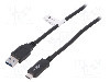 Cablu USB A mufa, USB C mufa, USB 3.1, lungime 1m, negru, Goobay - 41074