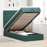 VidaXL Cadru de pat otoman cu saltele, catifea verde &icirc;nchis 90x190cm 3313586