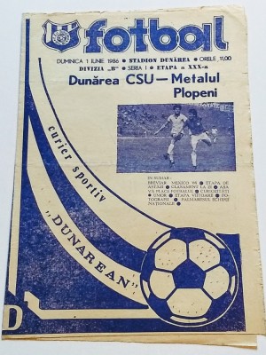 Program meci fotbal DUNAREA CSU GALATI - METALUL PLOPENI (01.06.1986) foto