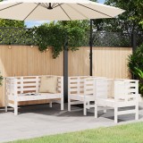 VidaXL Set mobilier de grădină, 3 piese, alb, lemn masiv de pin