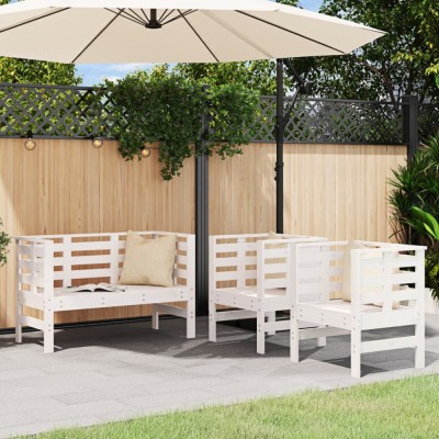 vidaXL Set mobilier de grădină, 3 piese, alb, lemn masiv de pin 825143 foto