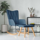 VidaXL Scaun balansoar cu taburet, albastru, textil