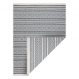 Covor TWIN 22996 geometric, dunga bumbac, cu două fețe, Franjuri ecologice - antracit / crem, 80x150 cm