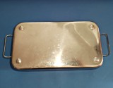 Casoleta inox vintage sterilizare depozitare transport instrumentar medical chirurgical greutate 1 kg 22.5cm/12.5cm/5 cm manere stare conform foto