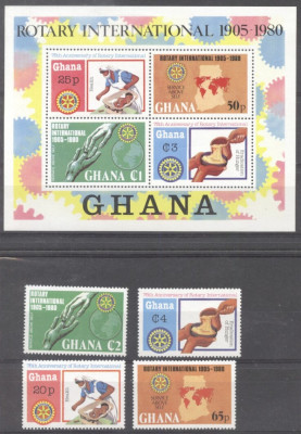 Ghana 1980 Rotary International, set+perf.sheet, MNH G.169 foto