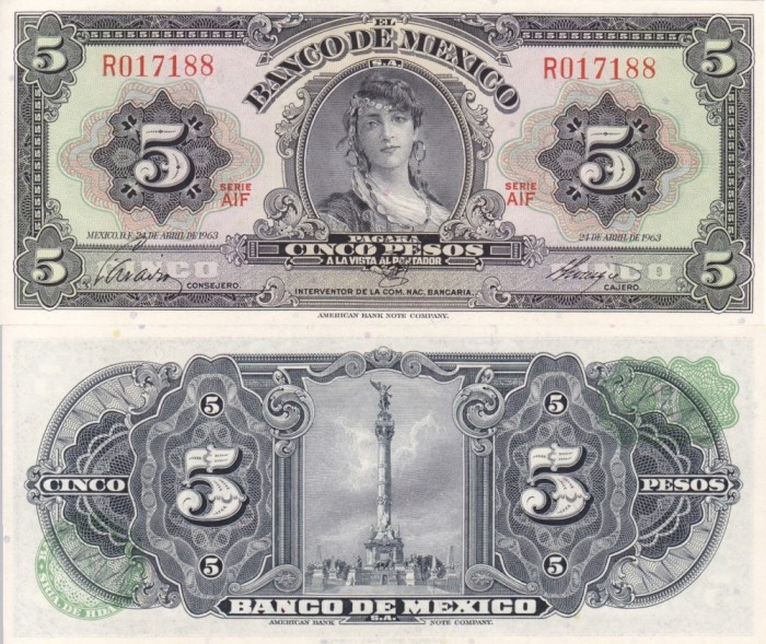 MEXIC 5 pesos 1963 UNC!!!