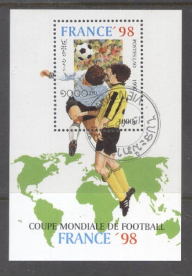 Laos 1996 World Cup Football France perf. sheet Mi.B157 used TA.066 foto