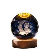 Lampa, Glob de Cristal, Astronaut pe Luna, lumina calda, Glob - 6 cm diametru, Baza - 2 cm inaltime, Oem