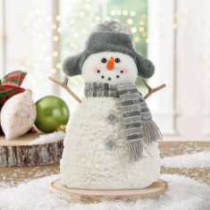Decorațiune de Crăciun - om de zăpadă cu pălărie și mâini de băț - 35 x 22 cm