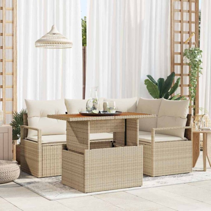 vidaXL Set de masă pentru grădină 5 pcs Bej și crem 100 x 55 x 73 cm 3349707