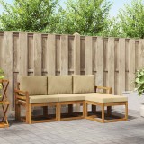 vidaXL Set de canapele de exterior cu pernă 4 pcs Natural și Bej 3366221