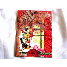Tablou pe panza cu ornamente florale si cu o pasare pe o creanga 29367