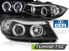 Faruri compatibile cu Bmw E90/E91 03.05-08.08 ANGEL EYES CCFL Negru foto