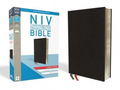 NIV, Thinline Bible, Large Print, Bonded Leather, Black, Red Letter Edition foto
