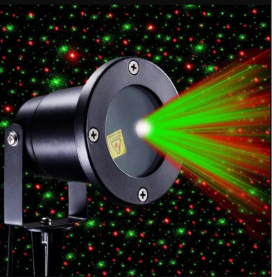 Proiector laser craciun, telecomanda, metal inoxidabil, rosu, verde, Star foto