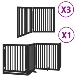 Cumpara ieftin Poarta caini pliabila cu usa 10 panouri negru 800 cm, lemn plop