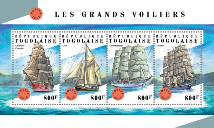 TOGO 2018 - Nave cu panze / set complet colita + bloc MNH